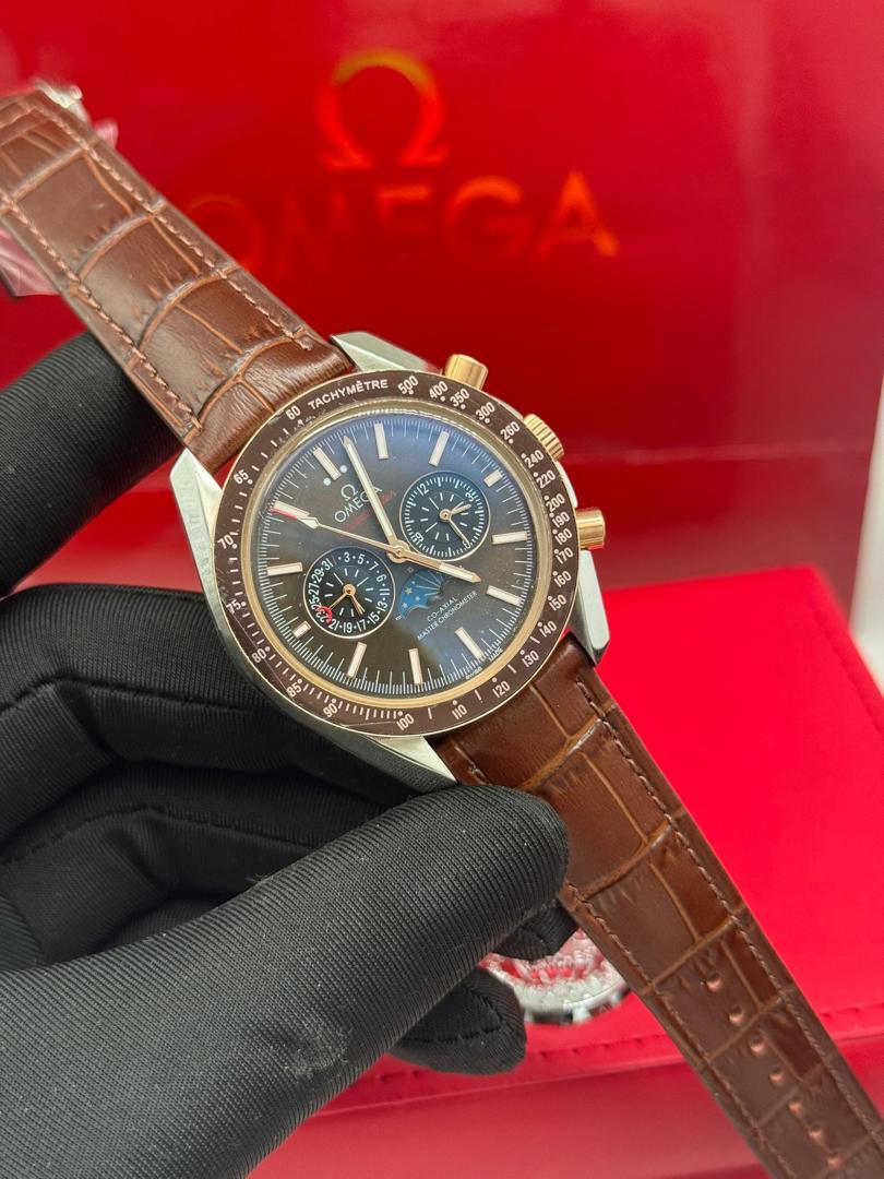 Omega Chronograph Automatic Leather Strap Watch | Luxury Mechanical Wristwatch
