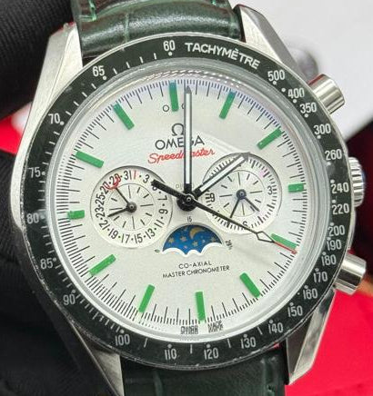 Omega Chronograph Automatic Leather Strap Watch | Luxury Mechanical Wristwatch