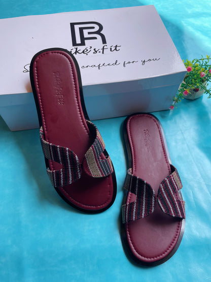 Rike’s Fit Cross-Strap Premium Slide Slippers |Textured Comfort Edition
