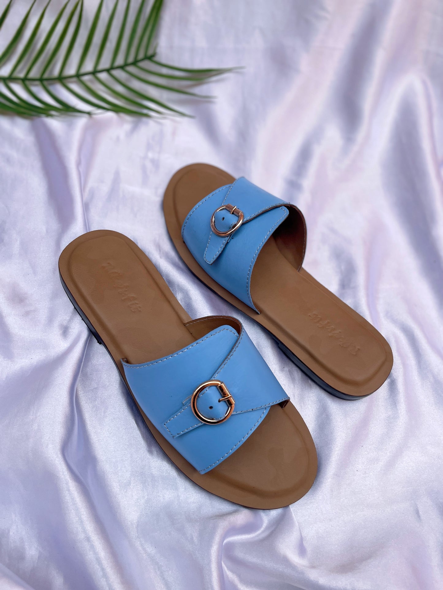 Ladies Flat Slippers with Buckle | Comfortable Open Toe Slide Sandals for Women