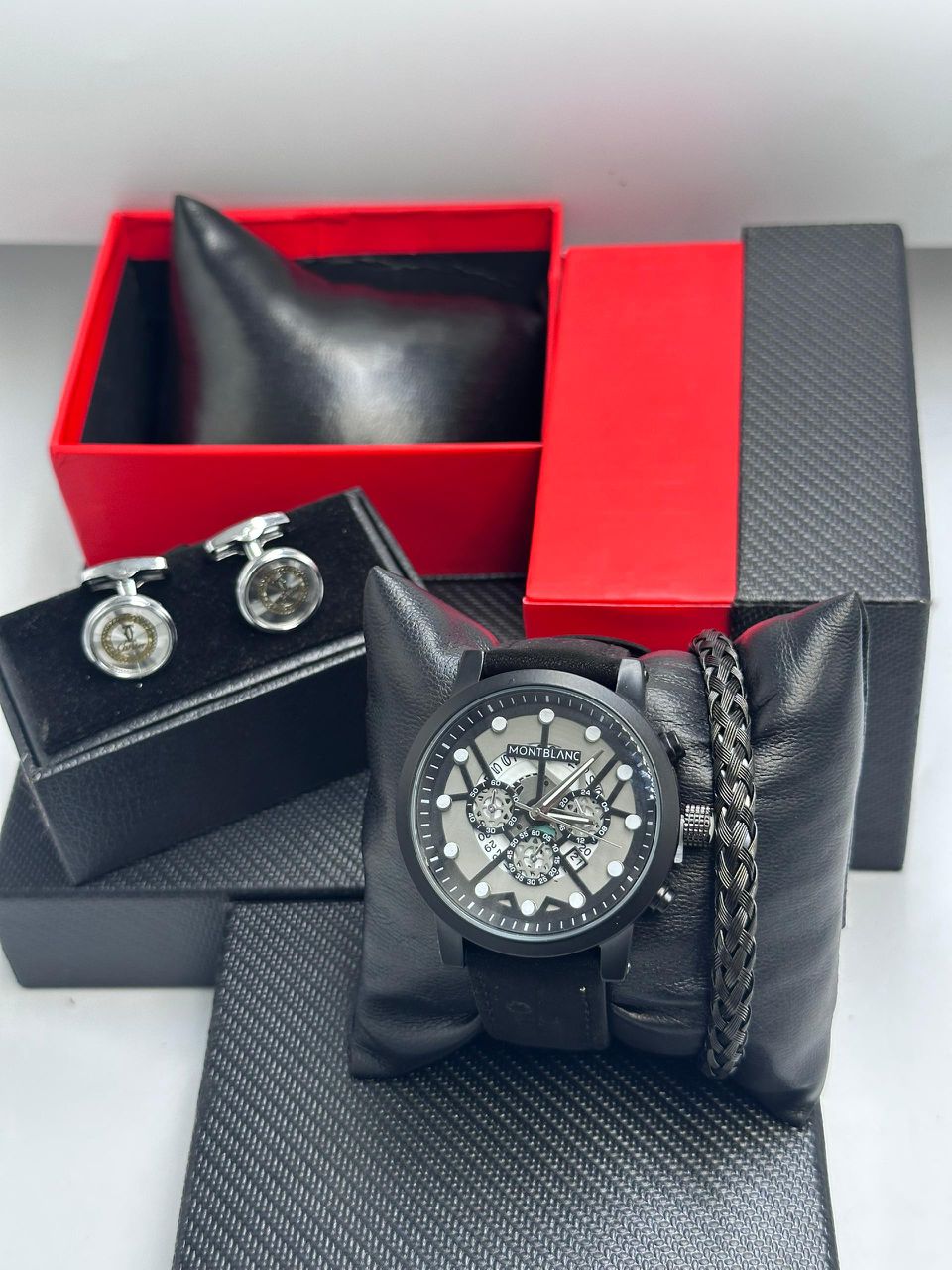 Montblanc Men’s Luxury Chronograph Leather Watch Gift Set