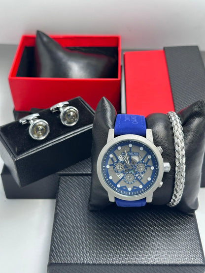 Montblanc Men’s Luxury Chronograph Leather Watch Gift Set