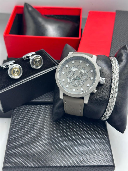 Montblanc Men’s Luxury Chronograph Leather Watch Gift Set