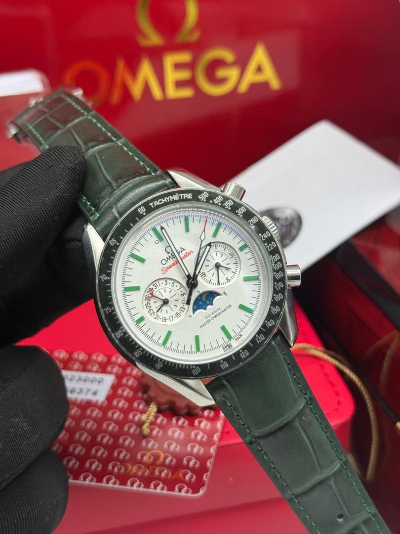 Omega Chronograph Automatic Leather Strap Watch | Luxury Mechanical Wristwatch